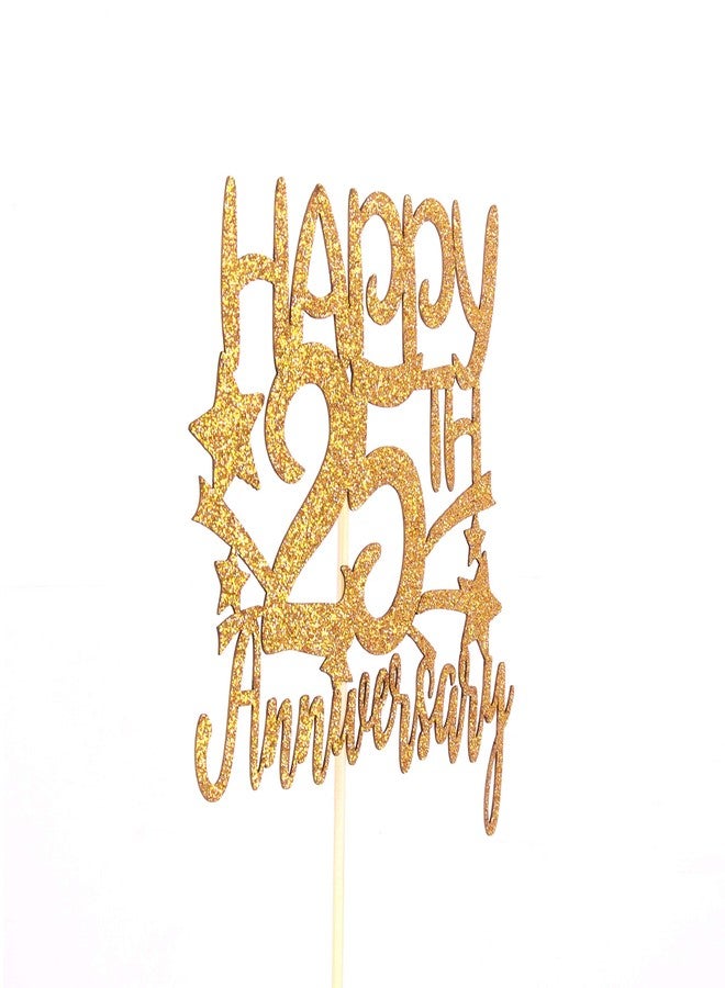 Festiko® Gold Glitter Happy 25th Anniversary Cake Topper for Wedding & Birthday Parties - Image 4
